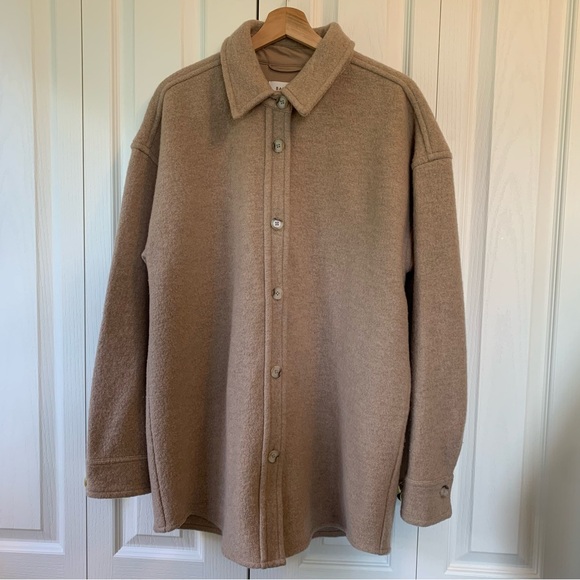 Aritzia Babaton Pelli Button Up Merino Wool Jacket Camel Tan Brown Women's Large - Picture 1 of 8